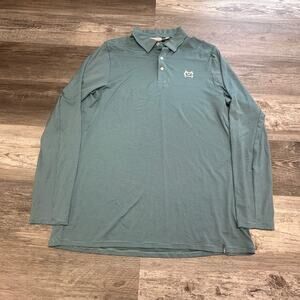 KJUS Green Mens L Stripe Quarter Button Casual Long Sleeve Polo Shirt Golf